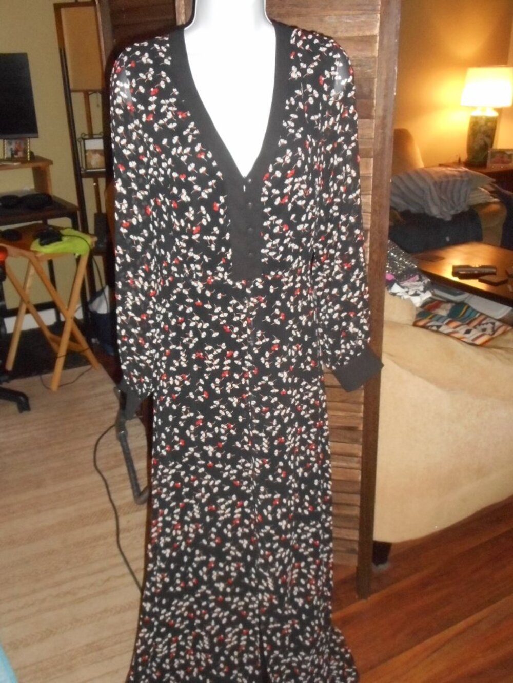 NWOT Modcloth black floral maxi dress, size 6